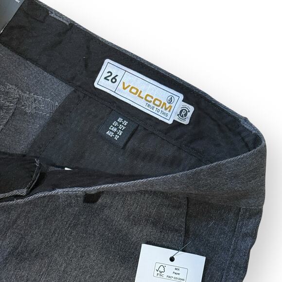 Volcom Pants Youth 26 Gray Chino Frickin Modern Straight Regular Stretch Preppy - Picture 3 of 11